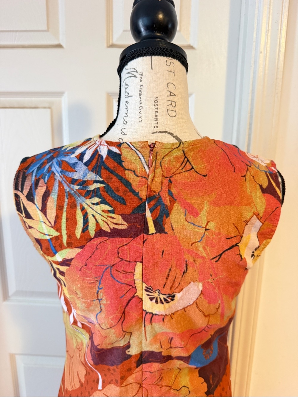 Anthropologie Rust Orange Floral Mini Dress by Conditions Apply - Picture 3 of 7